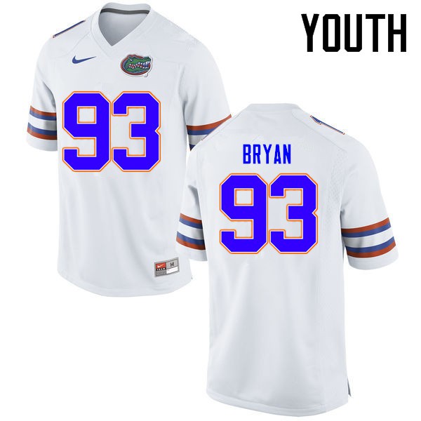 Florida Gators Youth #93 Taven Bryan College Football Jerseys White